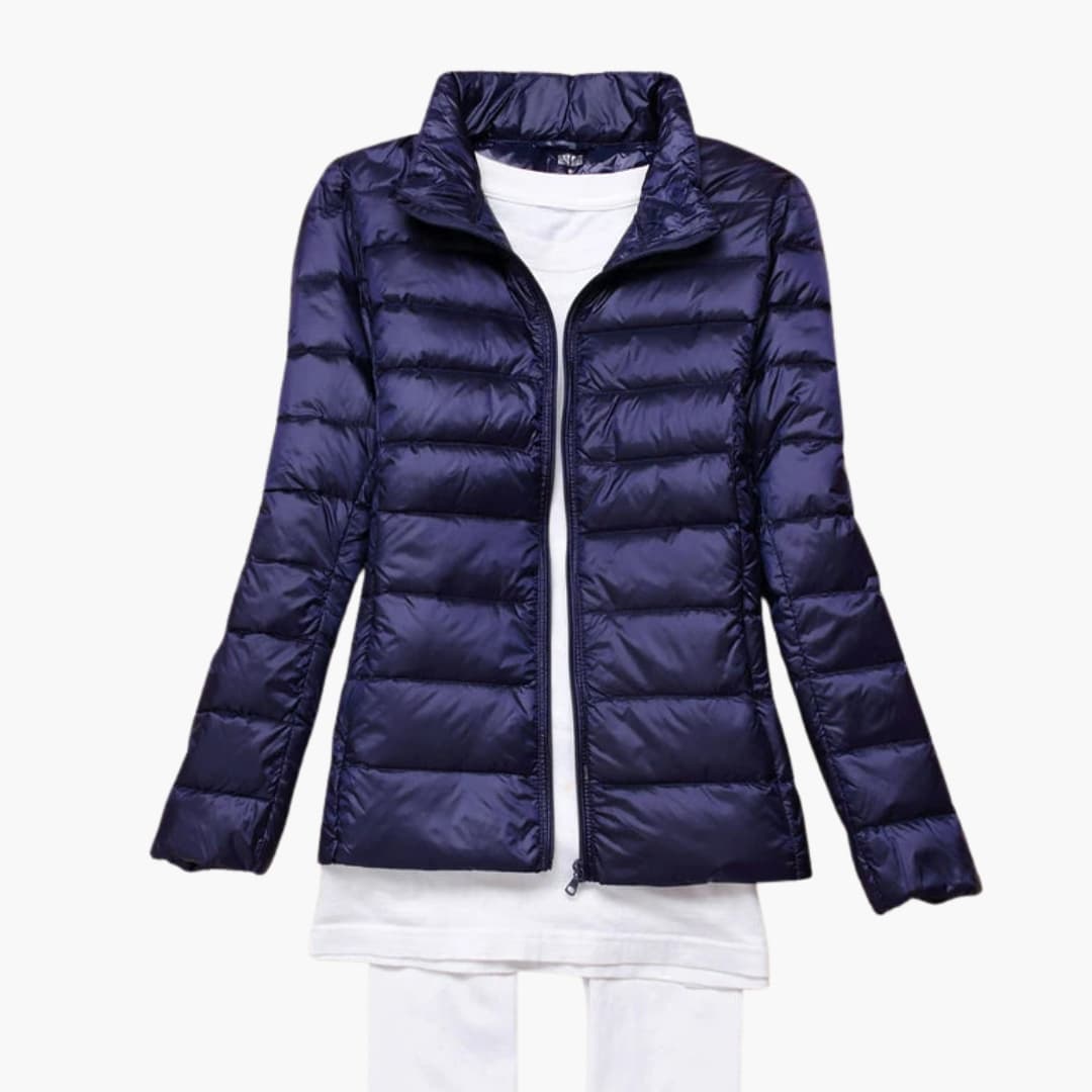 Beatrice - Women’s Quilted Padded Jacket with Zip Closure and Stand Collar