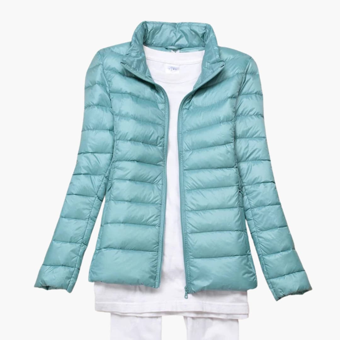 Beatrice - Women’s Quilted Padded Jacket with Zip Closure and Stand Collar