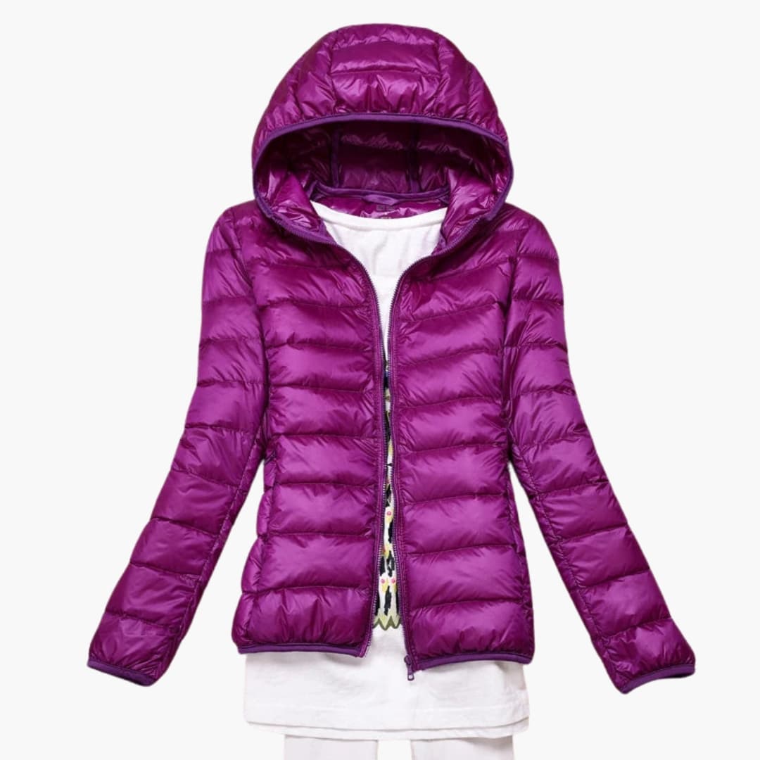 Beatrice - Women’s Quilted Padded Jacket with Zip Closure and Stand Collar